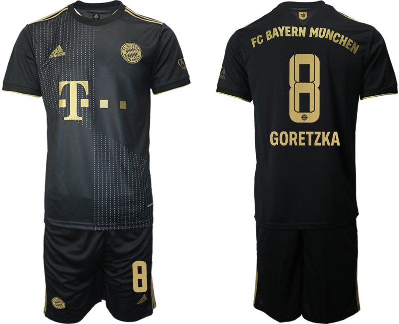 Men 2021-2022 Club Bayern Munich away black #8 Adidas Soccer Jersey->borussia dortmund jersey->Soccer Club Jersey